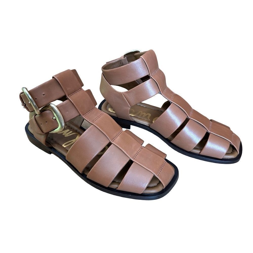 NIB Sam Edelman Dawn Flat Sandals Saddle Brown Size 6